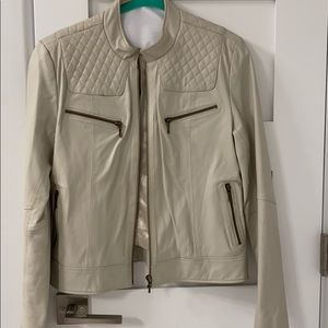 Cream leather moto jacket